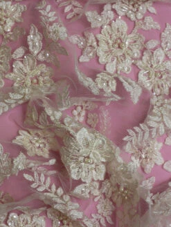 Ivory Beaded Lace - Ella -Bridal Fabric Shop Ella