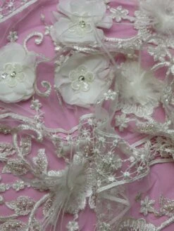 Ivory Beaded Lace - Faye -Bridal Fabric Shop Faye