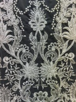 Ivory Sequinned Embroidered Lace - Fifi -Bridal Fabric Shop Fifi 1