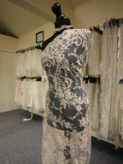 Blush Pink Chantilly Lace - Kate -Bridal Fabric Shop FleshChantillyLace Kate