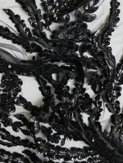 Black Beaded Embroidery Lace - Fleur -Bridal Fabric Shop FleurBlack
