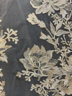 Champagne Embroidered Lace - Fontaine -Bridal Fabric Shop Fontainechampagne 1