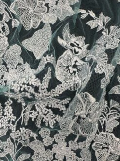 Blue Embroidery Lace - Garbo -Bridal Fabric Shop GarboBlue