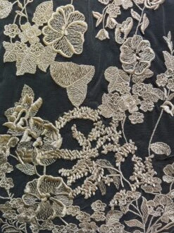Champagne Embroidery Lace - Garbo -Bridal Fabric Shop GarboChampagne