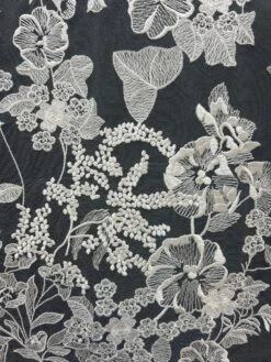 Platinum Embroidery Lace - Garbo -Bridal Fabric Shop GarboPlatinum