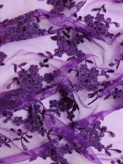 Purple Corded Lace - Geraldine 12 Purple Corded Lace - Geraldine -Bridal Fabric Shop GeraldinePurple