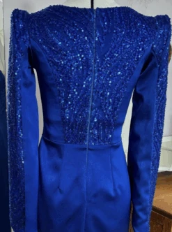 Blue Beaded & Sequinned Lace - Gillian -Bridal Fabric Shop GillianBluelace1