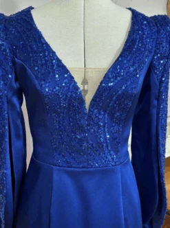 Blue Beaded & Sequinned Lace - Gillian -Bridal Fabric Shop GillianBluelace3