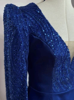 Blue Beaded & Sequinned Lace - Gillian -Bridal Fabric Shop GillianBluelace4