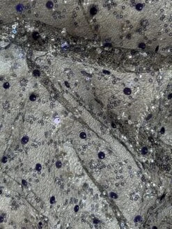 Purple & Gold Beaded Lace - Ayla -Bridal Fabric Shop GoldandPurpleLace Ayla closeup