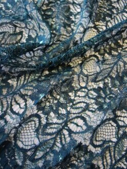 Green Raschel Lace - Ezra -Bridal Fabric Shop GreenLace Ezra closeup