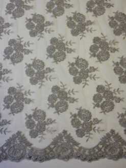 Grey Corded Lace - Jaylin -Bridal Fabric Shop GreyCordedLace Jaylin