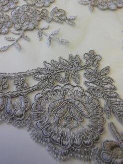 Grey Corded Lace - Jaylin -Bridal Fabric Shop GreyCordedLace Jaylin Closeup