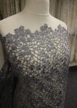Grey Guipure Lace - Ebba -Bridal Fabric Shop GreyGuipureLace Ebba