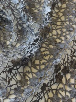 Grey Guipure Lace - Ebba -Bridal Fabric Shop GreyLace Ebba Closeup
