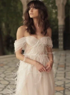 Ivory Feather Lace - Azzurra -Bridal Fabric Shop H3023 D5