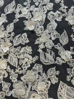 Ivory 3D Embroidered Lace - Hunter -Bridal Fabric Shop Hunter