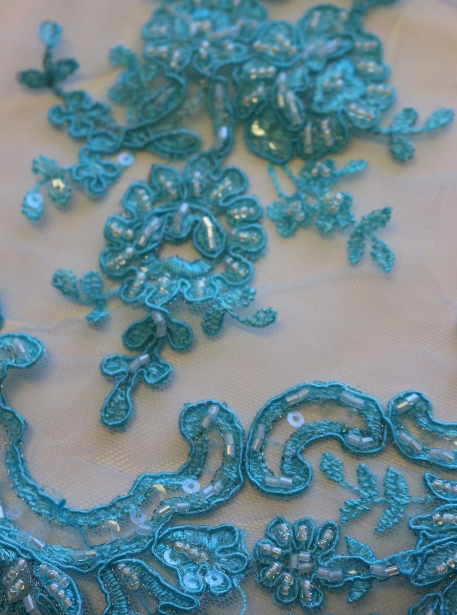 Turquoise Beaded Lace - Sophia 1 Turquoise Beaded Lace - Sophia