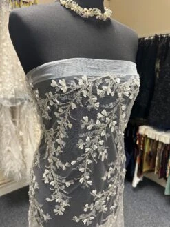 Ivory Beaded Lace - Amaris -Bridal Fabric Shop Ivory3DLace Amaris