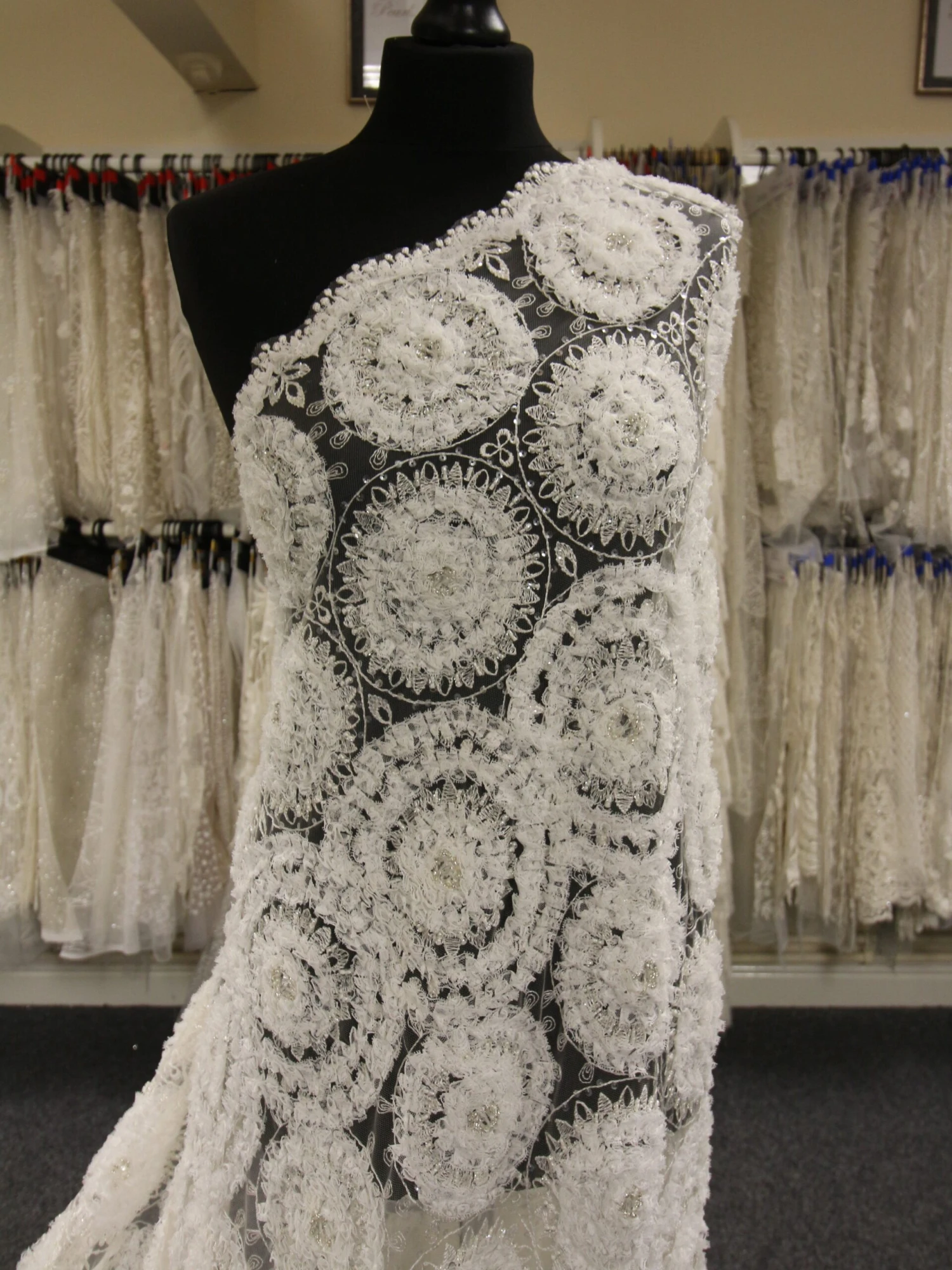 Ivory Sequinned Lace - Whitney 2 Ivory Sequinned Lace - Whitney - Image 2