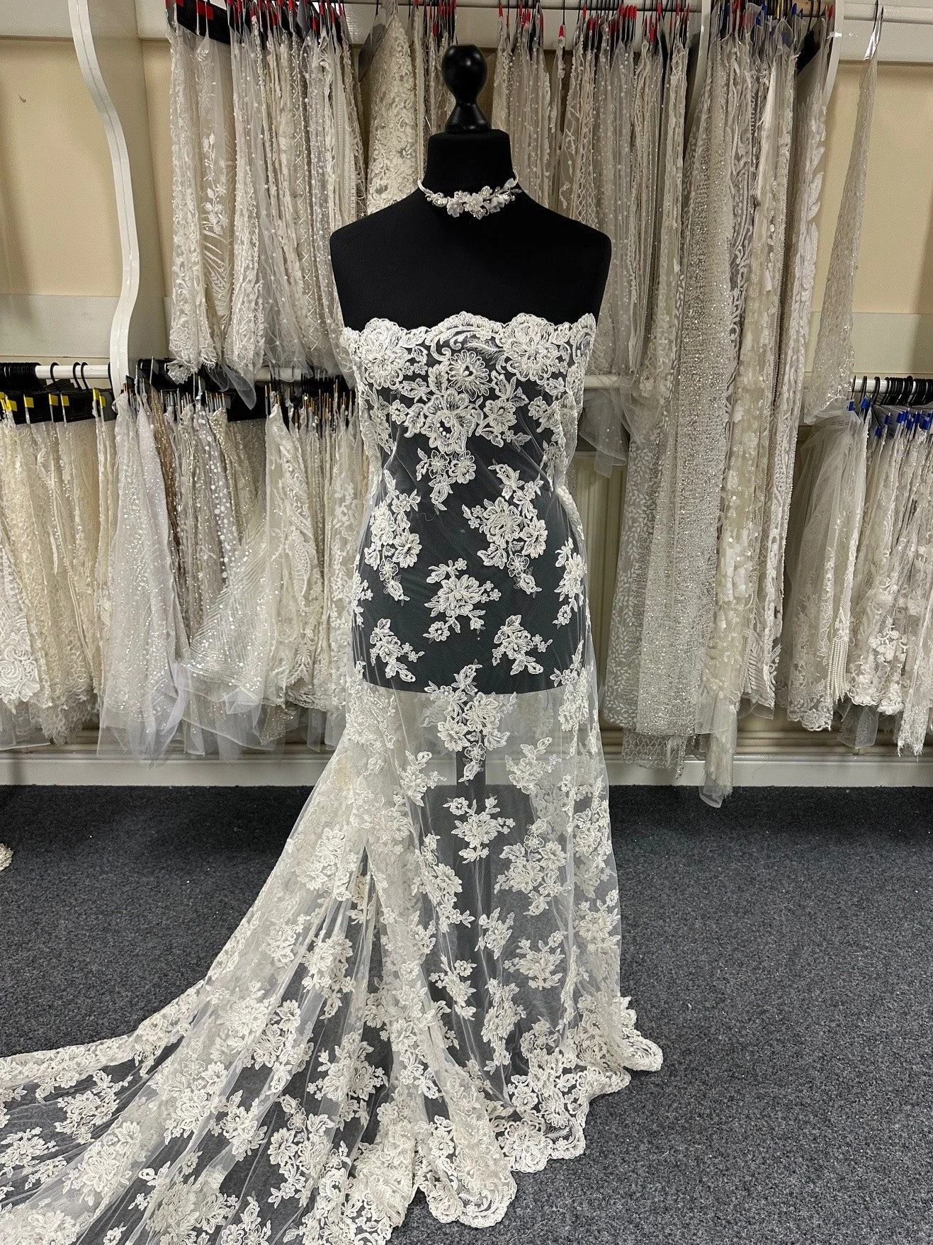 Ivory Beaded Lace - Victoria 1 Ivory Beaded Lace - Victoria