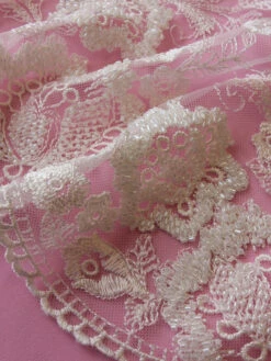 Ivory Beaded Lace - Melinda -Bridal Fabric Shop IvoryBeadedEmbroideryLace Melinda CloseUp