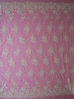 Ivory Beaded Lace - Melinda -Bridal Fabric Shop IvoryBeadedEmbroideryLace Melinda FullWidth