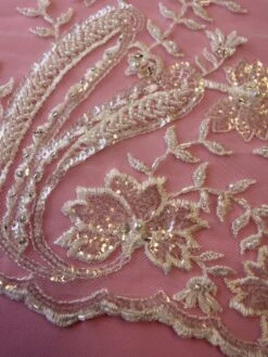 Ivory Beaded Lace - Martha -Bridal Fabric Shop IvoryBeadedLace Martha Closeup