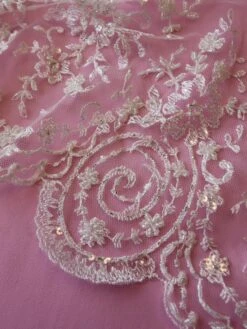 Ivory Beaded Lace - Veronica -Bridal Fabric Shop IvoryBeadedLace Veronica closeUp