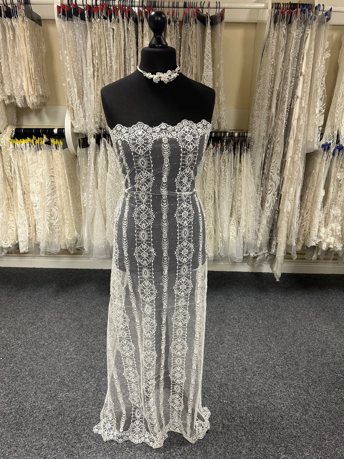 Ivory Sequinned Lace - Amber 1 Ivory Sequinned Lace - Amber