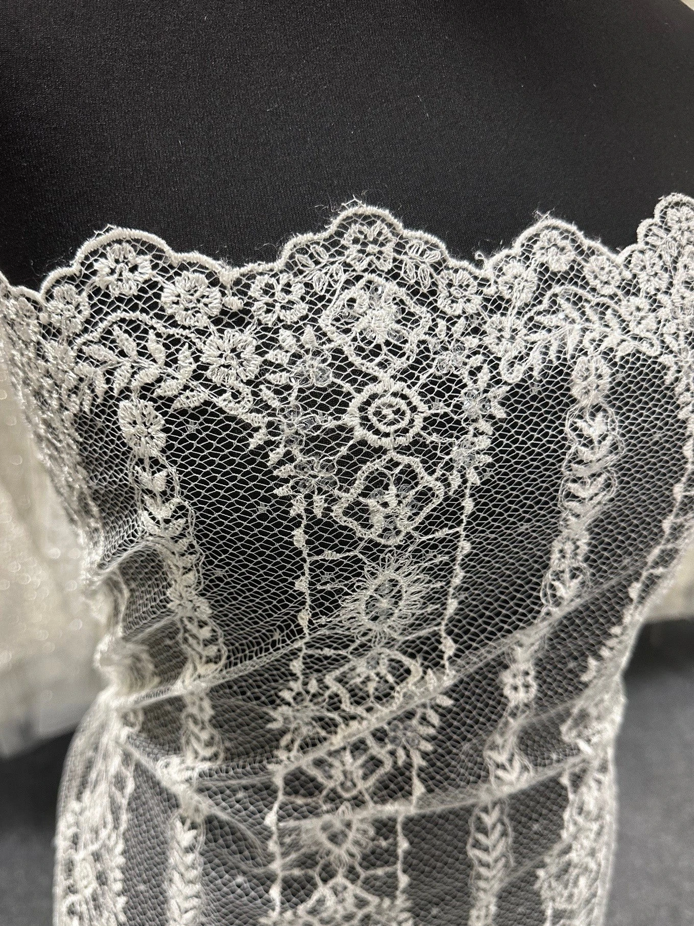 Ivory Sequinned Lace - Amber 3 Ivory Sequinned Lace - Amber - Image 3