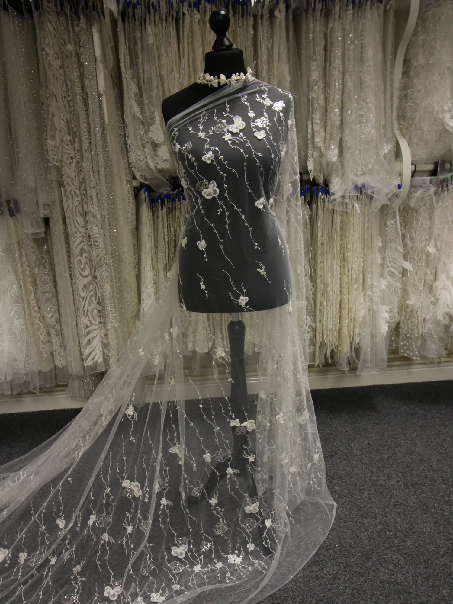 Ivory Beaded Embroidered Lace - Genka 1 Ivory Beaded Embroidered Lace - Genka