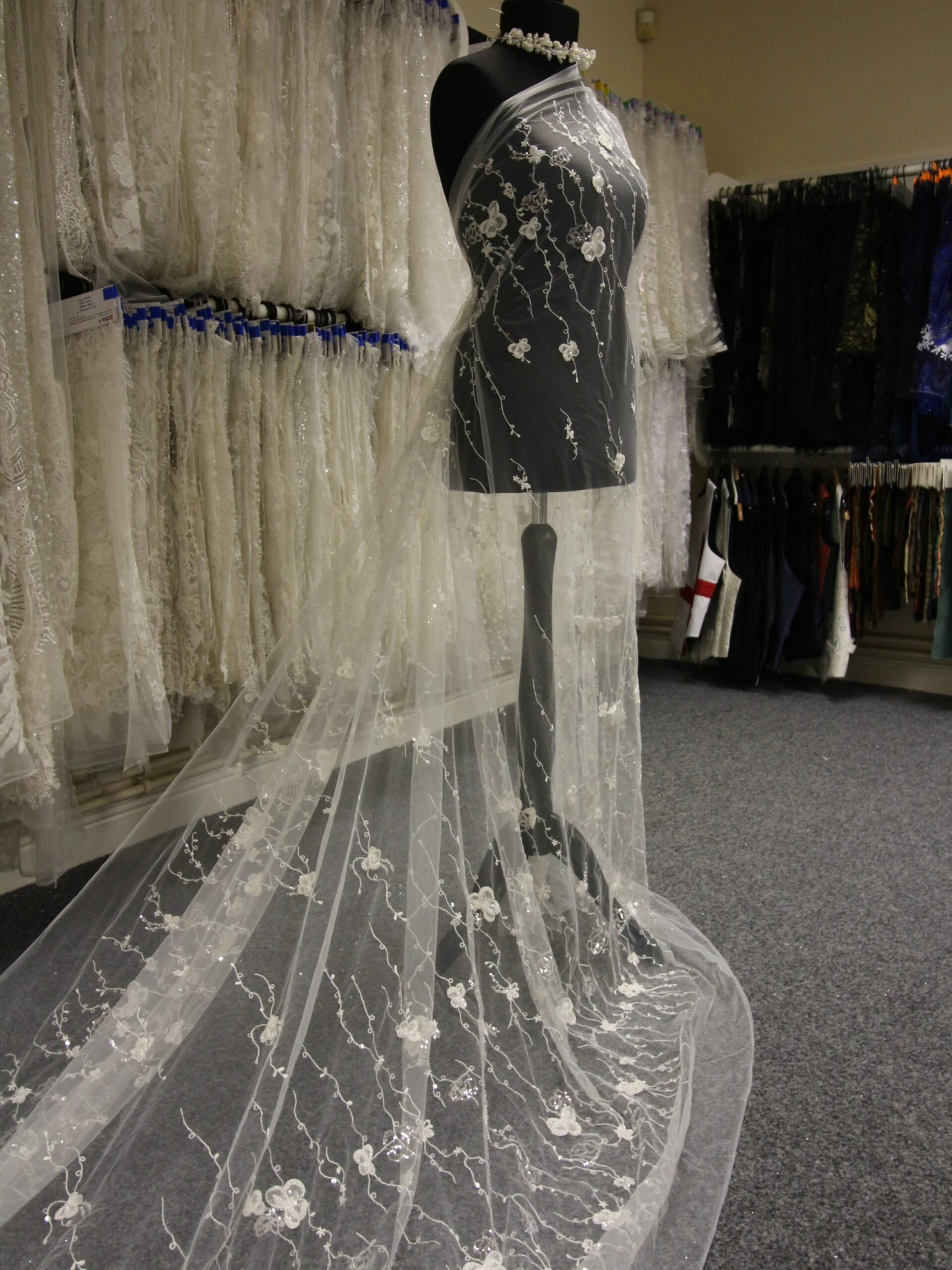 Ivory Beaded Embroidered Lace - Genka 7 Ivory Beaded Embroidered Lace - Genka - Image 7