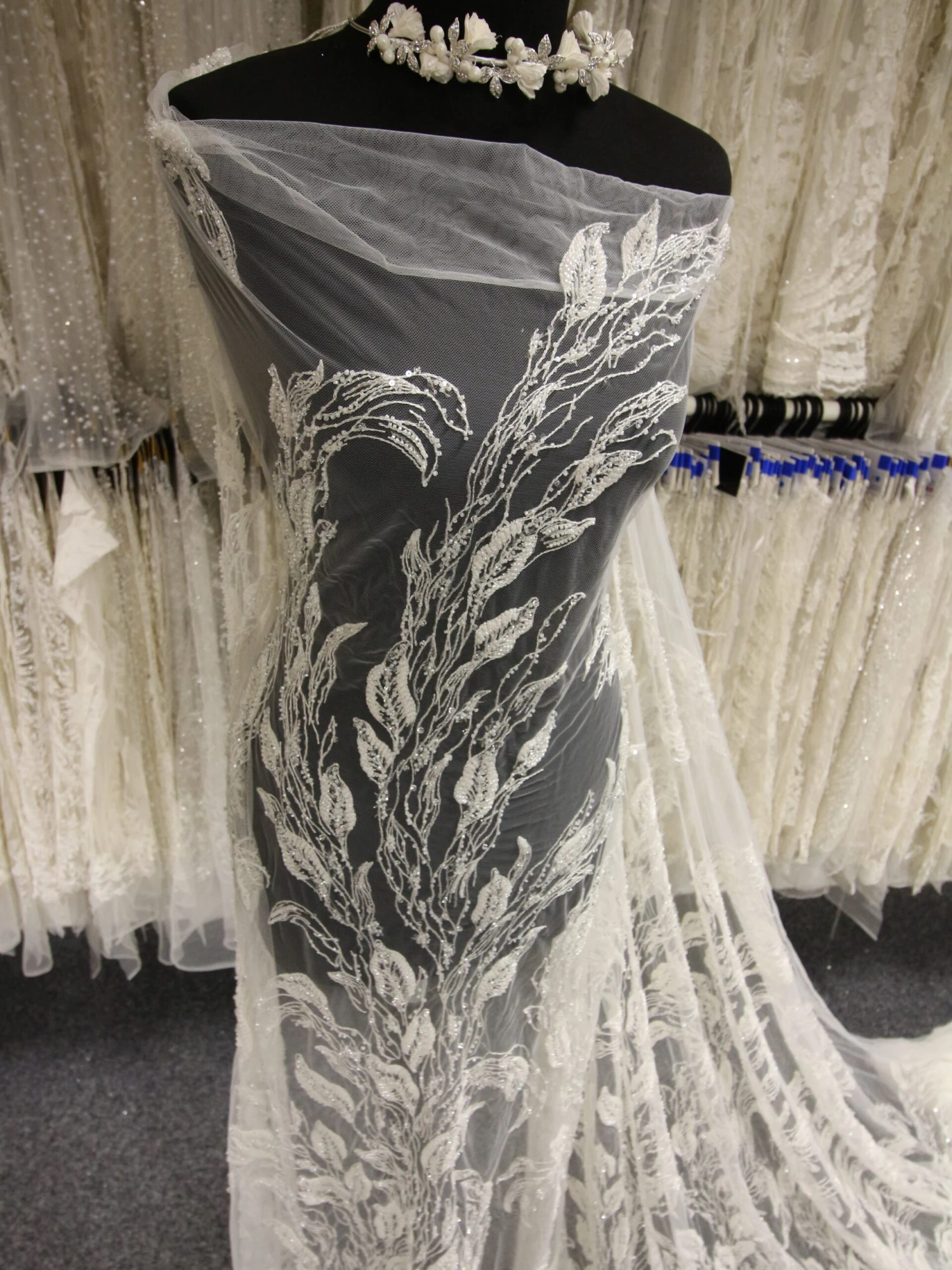 Ivory Beaded Embroidery Lace - Leonella 7 Ivory Beaded Embroidery Lace - Leonella - Image 7