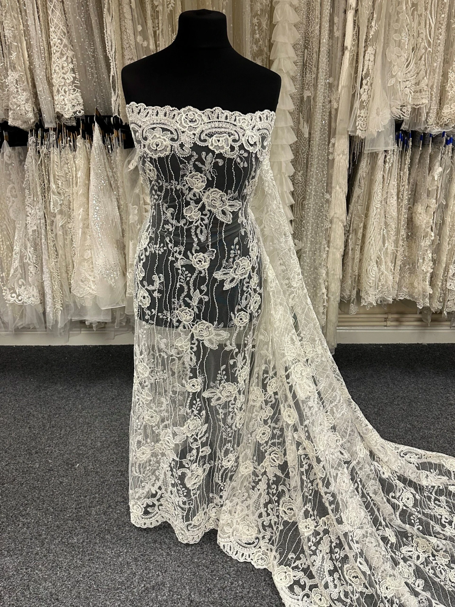 Ivory Corded And Beaded Lace – Rochelle 1 Ivory Corded And Beaded Lace – Rochelle