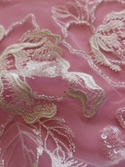 Ivory Beaded Lace - Bardot -Bridal Fabric Shop IvoryEmbroideredLace Bardot Closeup