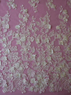 Ivory 3D Embroidered Lace - Hunter -Bridal Fabric Shop IvoryEmbroideryLace Hunter