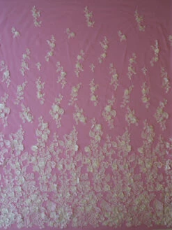 Ivory 3D Embroidered Lace - Hunter -Bridal Fabric Shop IvoryEmbroideryLace Hunter FullWidth