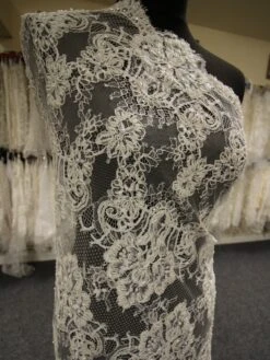 Ivory Corded & Beaded Lace - Lydia -Bridal Fabric Shop IvoryLace Lydia