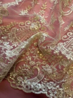 Ivory Embroidered Lace - Ruby -Bridal Fabric Shop IvoryLace Ruby closeup