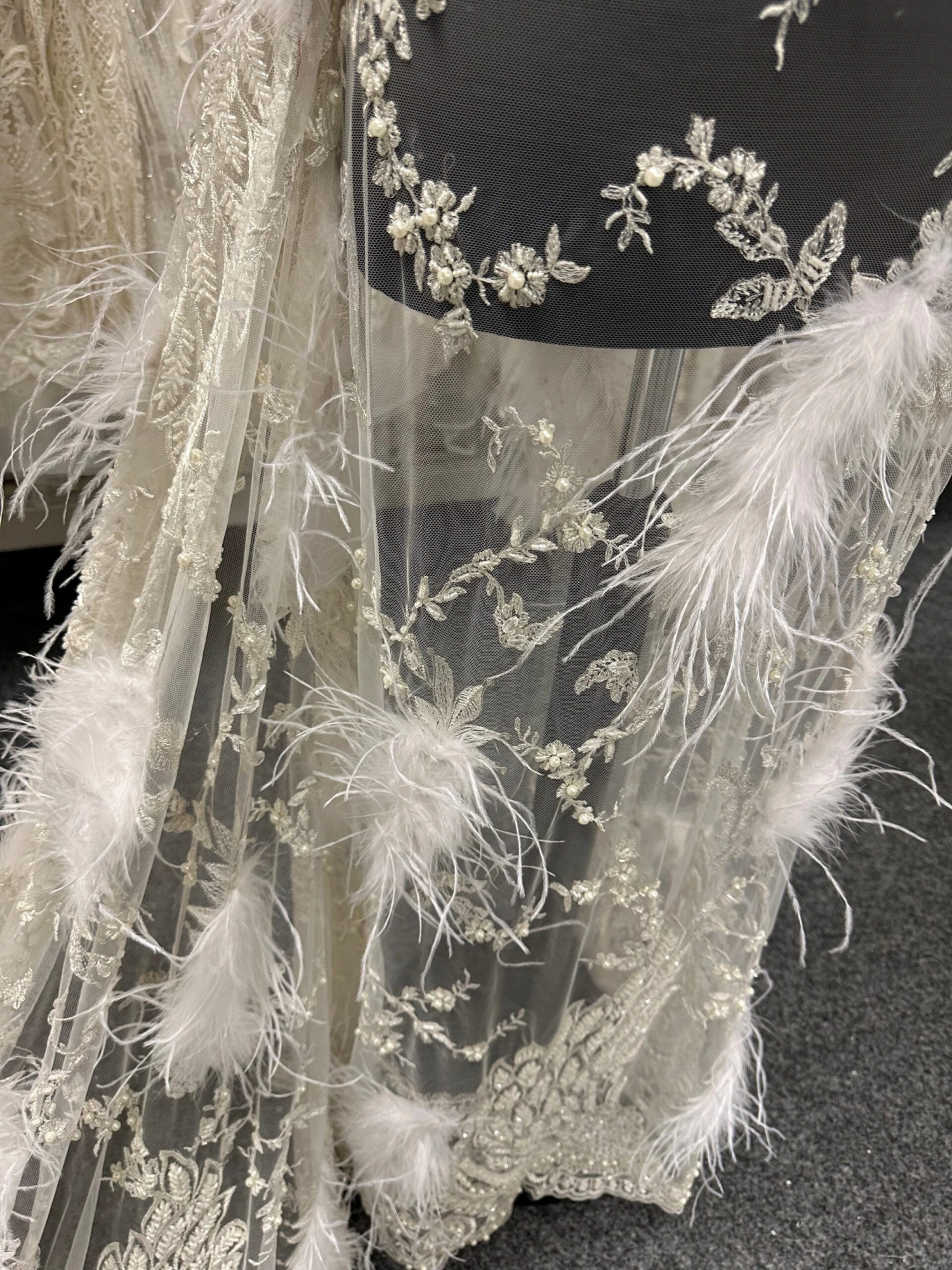 Ivory Beaded With White Feathers Lace - Chantelle 11 Ivory Beaded With White Feathers Lace - Chantelle - Image 11