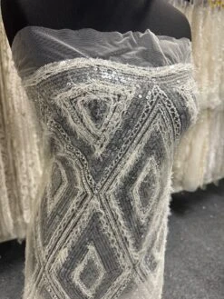 Ivory Sequinned Lace - Anya 25 Ivory Sequinned Lace - Anya -Bridal Fabric Shop IvorySequinBridalLace Anya