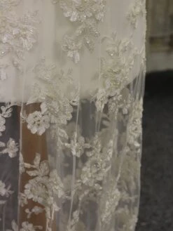 Ivory Beaded Lace - Monica -Bridal Fabric Shop IvorySequinLace Monica 1