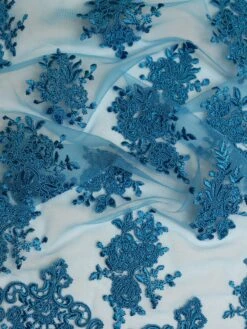 Aqua Corded Lace - Janis -Bridal Fabric Shop JanisAqua