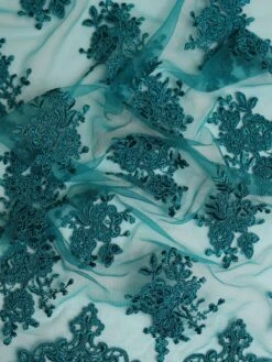 Teal Corded Lace - Janis -Bridal Fabric Shop JanisTeal