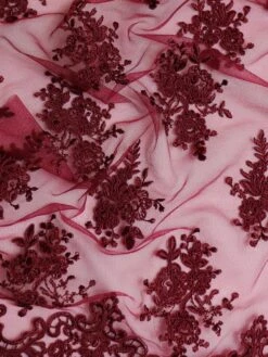 Wine Corded Lace - Janis -Bridal Fabric Shop JanisWine