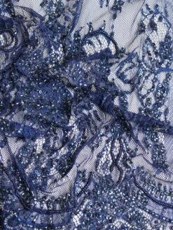 Blue Beaded Lace - Jonquil -Bridal Fabric Shop Jonquil