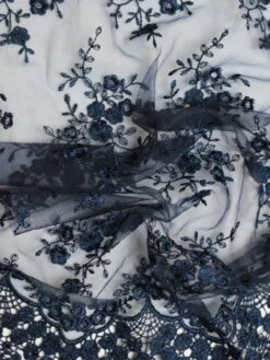 Navy Embroidered Lace - Kirsty -Bridal Fabric Shop KirstyNavy