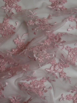Pink Embroidered Lace - Kirsty -Bridal Fabric Shop KirstyPink
