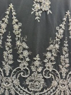 Ivory Beaded Lace - Lauren -Bridal Fabric Shop Lauren